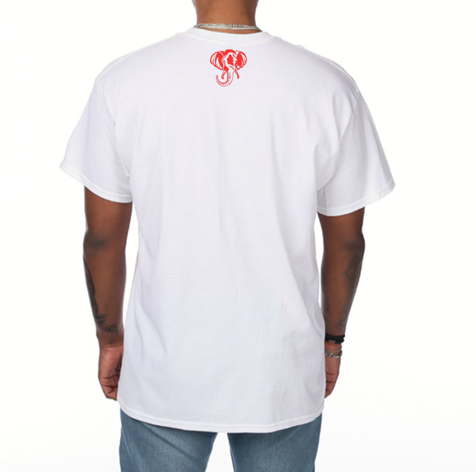 WHITE AND RED M.O.V.E. NOUN T-SHIRT