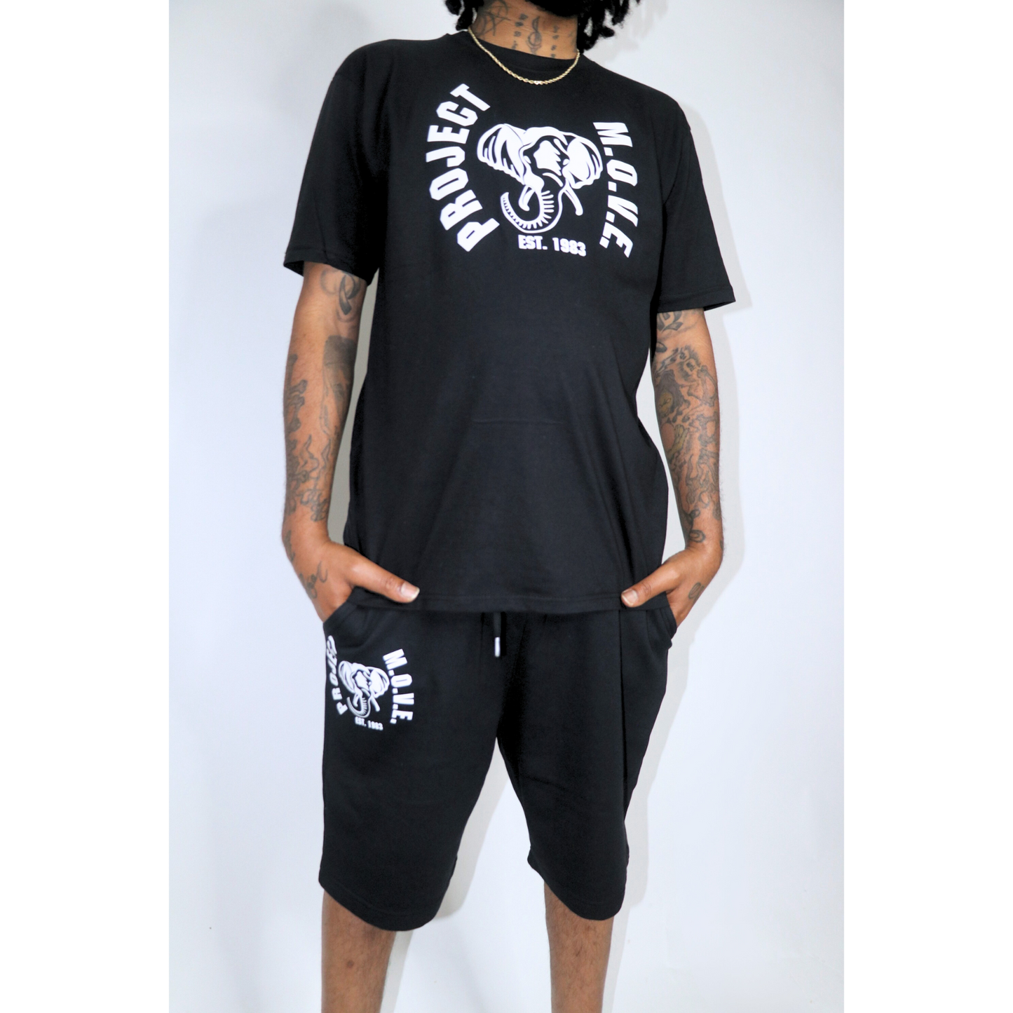 BLACK CLONE T-SHIRT AND SHORT SET